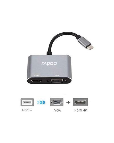 Rapoo-XD10V-USB-C-Multi-Function-Adapter-2-in-1-Grey