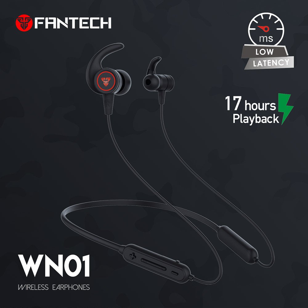 FANTECH WN01 Gaming Wireless Earphones Neckbands 17hrs Backup