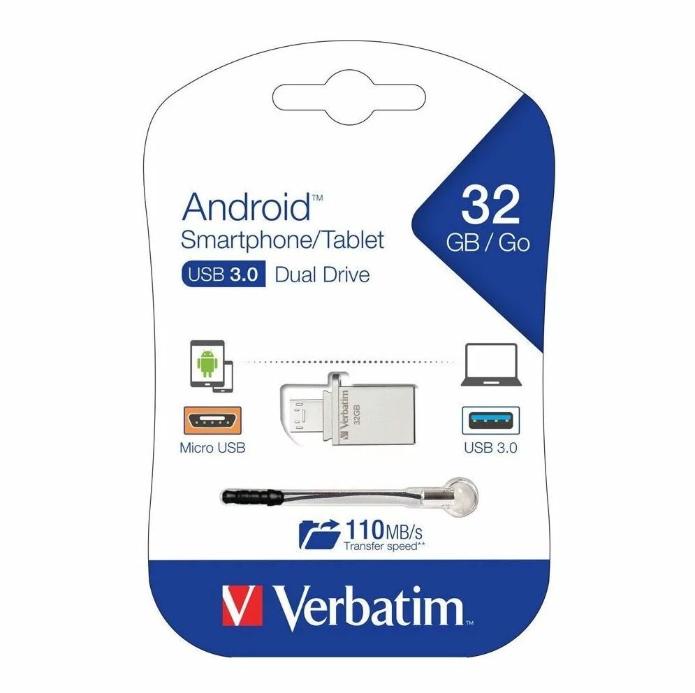 Verbatim 49826 V.STORE'N'GO OTG Micro USB 3.0 Flash Drive 32GB