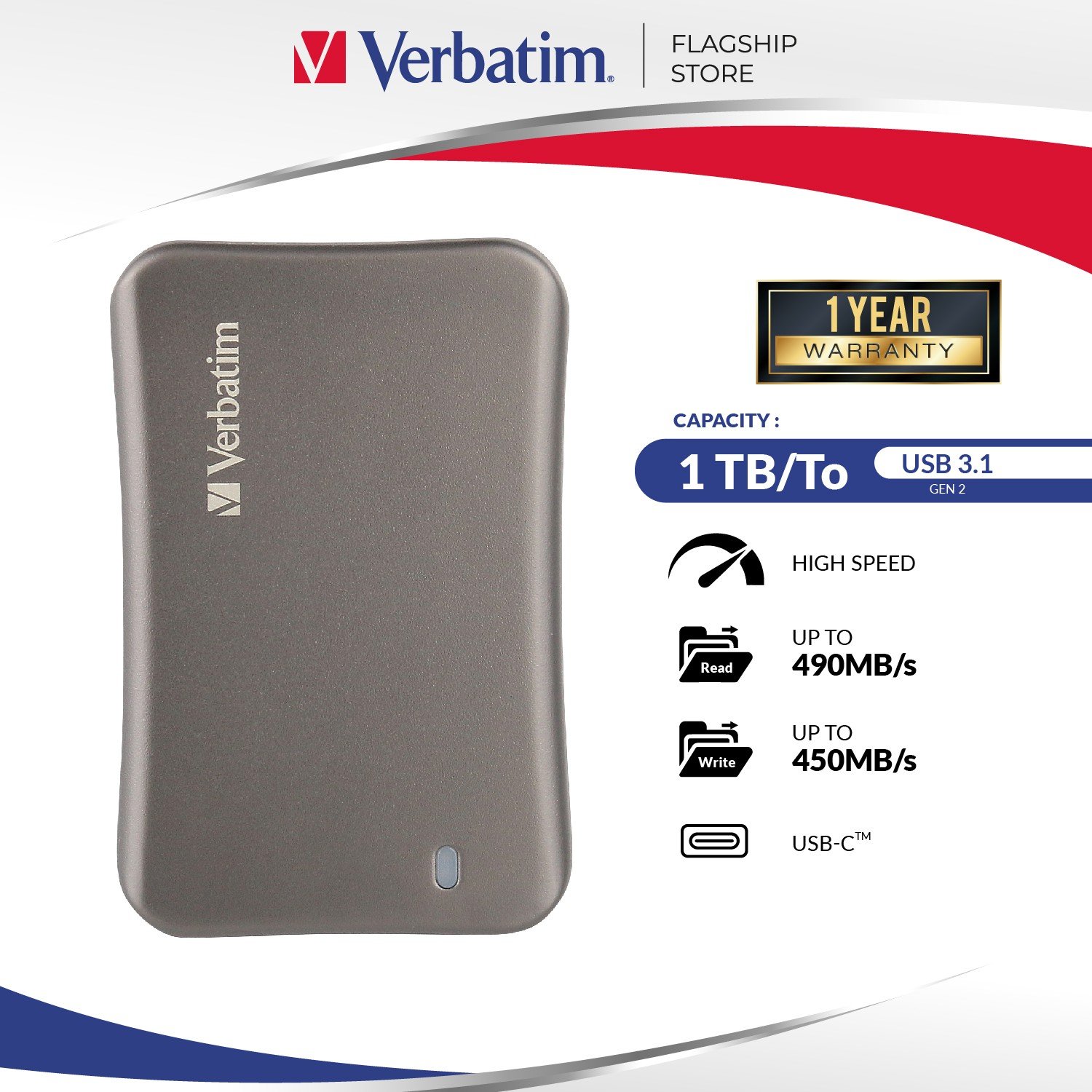 Verbatim 66397 Vx560 External Portable SSD 1 TB