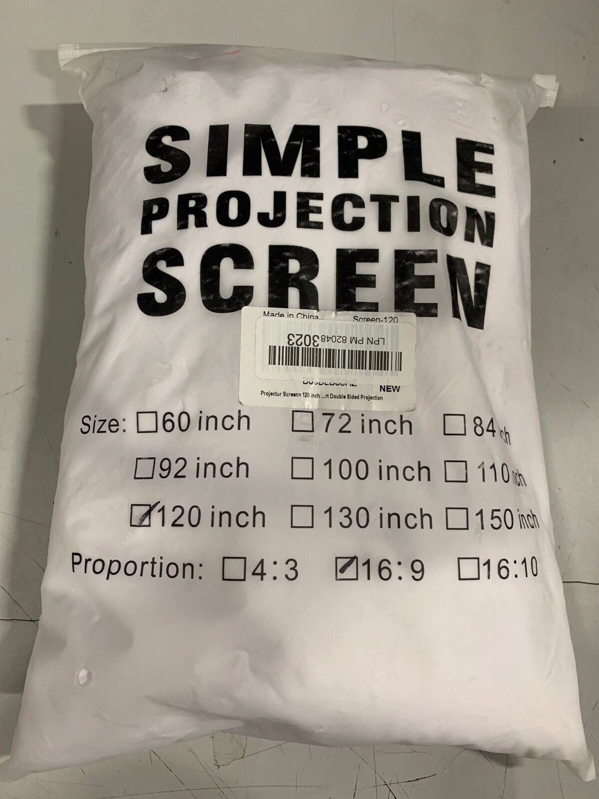 SIMPLE PROJECTION SCREEN 120 INCH