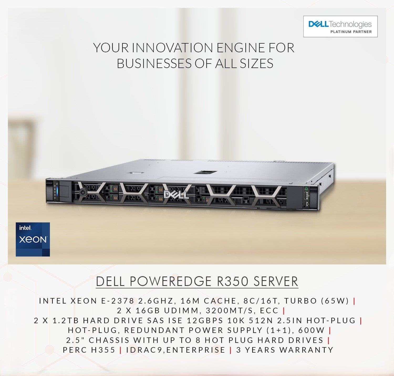 Dell EMC PowerEdge R350 Rack Server