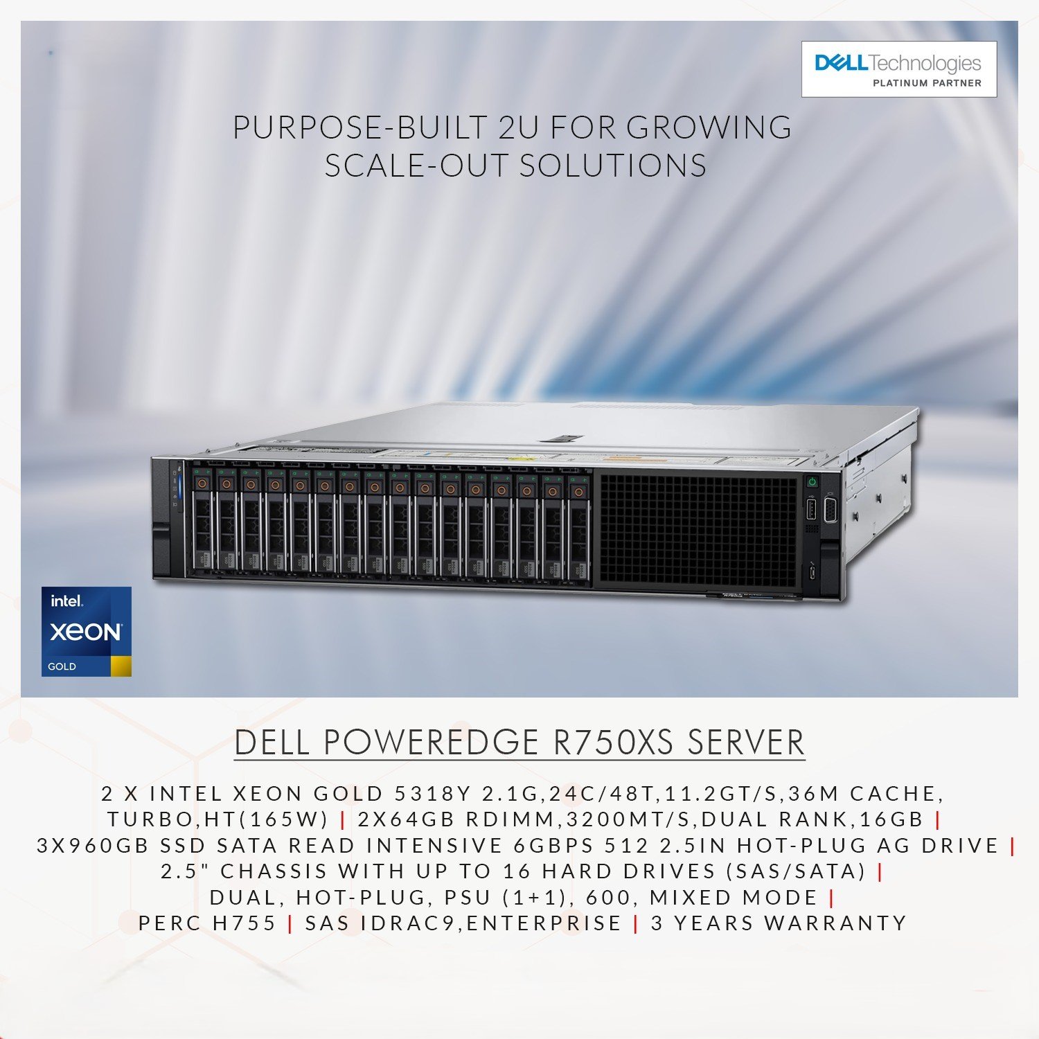 Dell EMC PowerEdge R750xs Server With Dual CPU