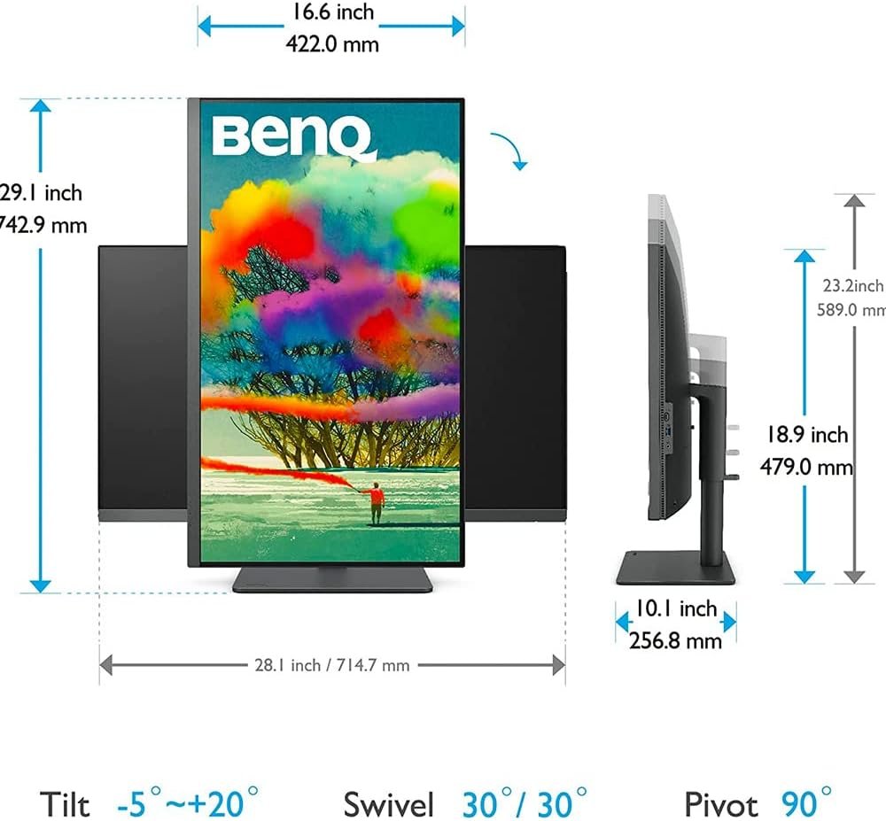 BENQ PD3205U / 31.5" IPS / 3840x2160 4k @ 60HZ UHD / 350NITS(HDR 10) / 5MS(GTG) / 110MM / 2*2.5W SPEAKER / DP, HDMI, TYPEC PD 90W watt Monitor 