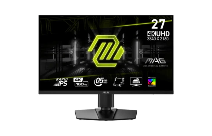 Msi MAG 274UPF E2  27" 4K Gaming professional Gaming Monitor UHD (3840 x 2160) Frameless, Rapid IPS Panel, Anti-Glare, 160Hz Refresh Rate, 0.5ms Response Time, 400cd/m2 nits Brightness, VESA DisplayHDR 400, 8 bits + FRC Color, 1.07 Billion Colors Display, 1000:1 Contrast Ratio, 93% Adobe RGB, 98% DCI-P3 & 113% sRGB Color Gamut, 1x DisplayPort (1.4a), 2x HDMI (2.1), 1x USB Type-C DP (15W Power Delivery), 1x Earphone-out, 178° Wide Viewing Angle, VESA Mountable, TUV Certified Eye Care: AntiFlicker and Less Blue Light technology, AI Vision Mode, Console Mode (VRR, ALLM, HDMI CEC), AMD FreeSync Technology, Height Adjustment 0-130mm, Tilt, 30° / 30°Swivel and 90° Pivot/Rotation, Compatible for PC, Mac, PS5™, PS4™, Xbox, Mobile, Notebook, 5-way OSD navigation joystick