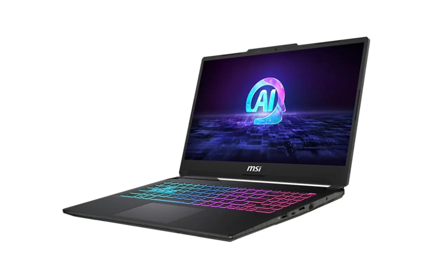 msi Cyborg 15 AI A1VFK Intel® Core™ Ultra 7 -155H Series-1 Laptop (Up to 4.8GHz, 16 Cores, 22 Threads, 24MB Cache) Free Dos. 15.6" FHD (1920x1080), 144Hz, IPS-Level Thin Bazel Screen NVIDIA® GeForce RTX™ 4060 Laptop GPU 8GB GDDR6 , Up to 1605MHz Boost Clock 45W Maximum Graphics Power with Dynamic Boost. *May vary by scenario 16GB DDR5 5600 MHz ( 2 Slots - Max 96GB ) 1TB M.2 SSD slot (NVMe PCIe Gen4) Firmware Trusted Platform Module(fTPM) 2.0 ,Kensington Lock HD type (30fps@720p) 4-Zone RGB Gaming Keyboard 802.11 ax Wi-Fi 6E + Bluetooth v5.3 2x 2W Speaker 1x Mic-in/Headphone-out Combo Jack 1x Type-C (USB3.2 Gen2 / DP) 2x Type-A USB3.2 Gen1 1x HDMI™ 2.1 (4K @ 60Hz) 1x RJ45 / Matric Display