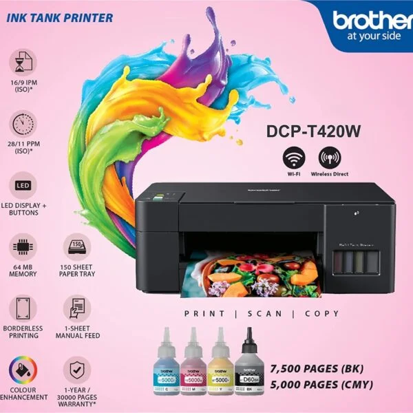 Brother DCP-T420W 3-in-1 Inkjet Color wifi all in one Printer